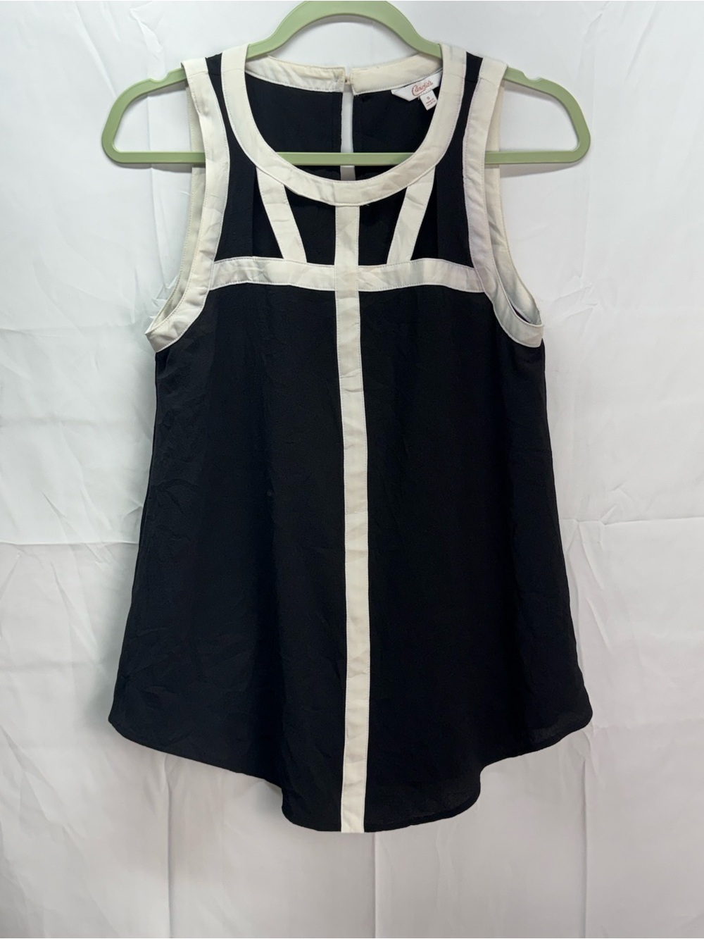 Candie's Black Tank Top with Cream Contrast Trim